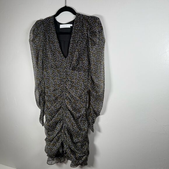 ASTR The Label Black Disty Floral Rouched Dress Size Small - Picture 7 of 14